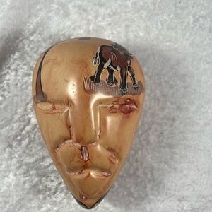 Kenyan Handcarved Mask Soapstone Trinket Box Elephant